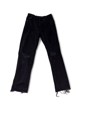 Wild Fable High Rise Straight Black Distressed Jeans